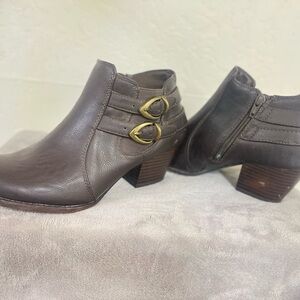 Brown Ankle Boots with Buckle Detail